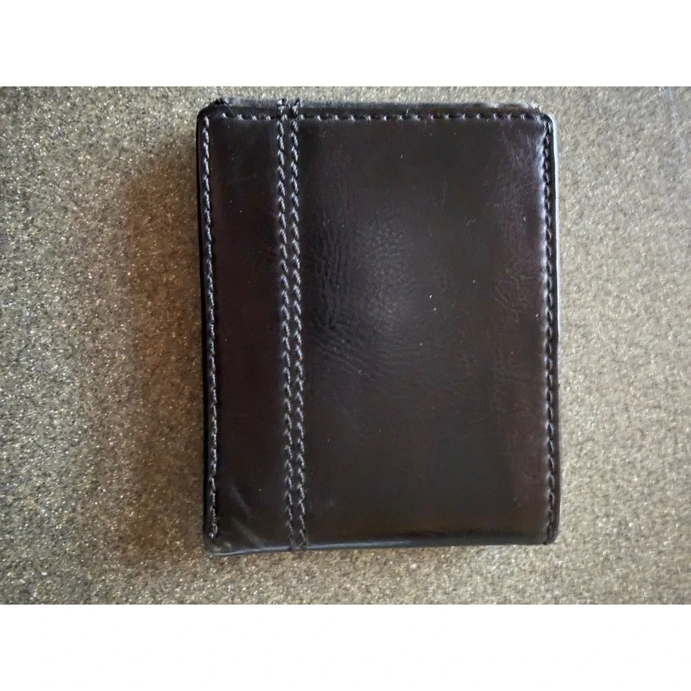 Columbia Mens BlackCoated Leather Bifold Wallet Plaid Lining ID Window